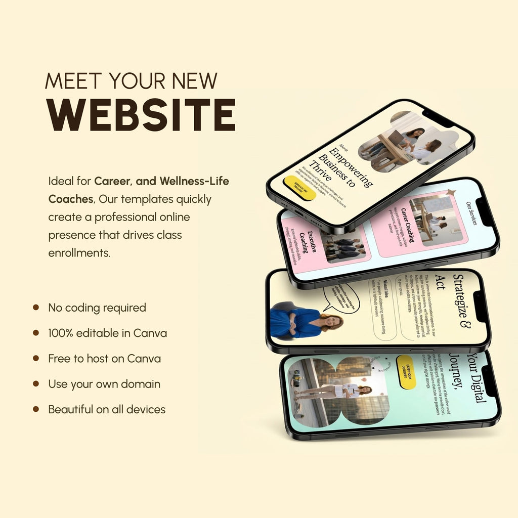 Mentora Canva website template for Life, Business and Wellness coaches